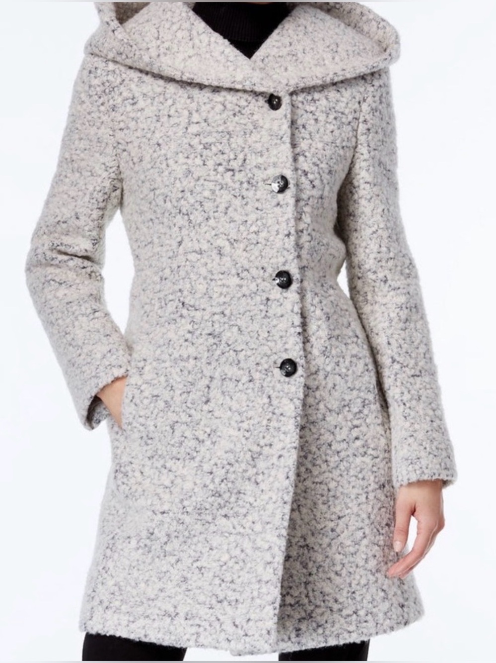 Cole Haan Signature Bouclé Hooded Coat – Size 4